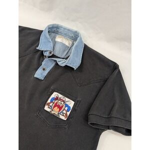Vintage Looney Tunes Western Collection Karman Tasmanian Devil Polo Large Black